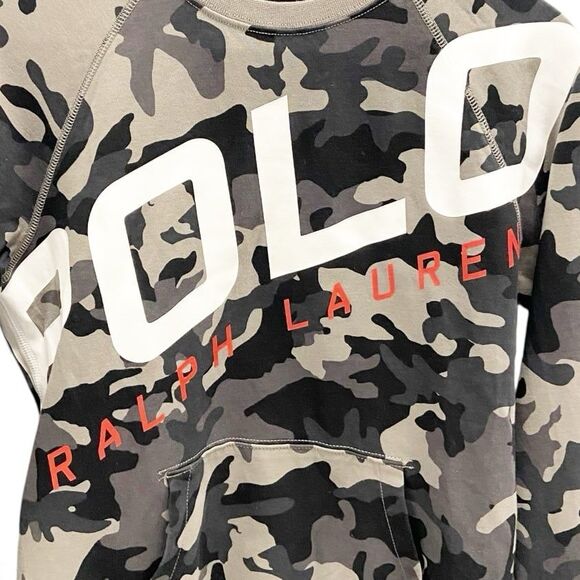 Ralph Lauren Boy's Logo Camo Double-Knit Sweatshirt in Black Camo Large (14/16) - Picture 5 of 12